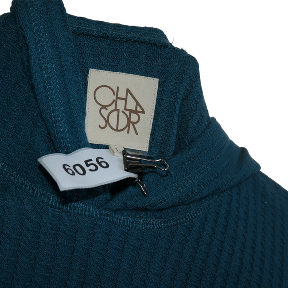 Chaser Thermal Tunic Knit Top Women Large Teal Green Hooded Athleisure Soft - Picture 7 of 7